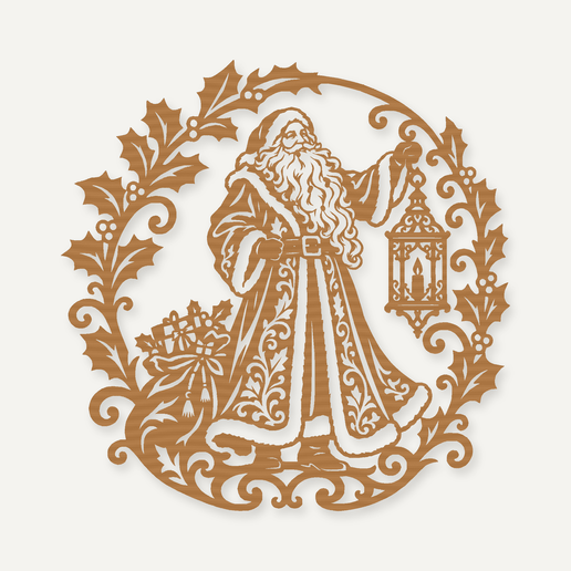 Victorian Santa Lantern Wall Art – STL and Laser Cut Files