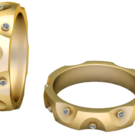 Gemstone Faceted Gold Band Ring