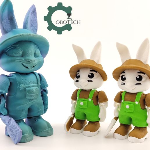 🧑‍🌾 Articulated Bunny Farmer by Cobotech, Articulated Toys, Desk Decor ...