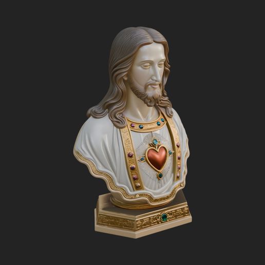 Sacred Heart Christ Bust Statue Design 6 - 3D Print Model