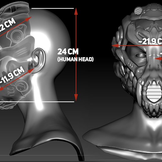 💀 Cyberskull head base・ 3D File for 3D printing・Cults