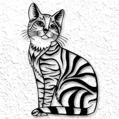 project_20230201_0339573-01.png Sitting Tabby Kitty Cat Wall Art 2D Cat Wall Decor