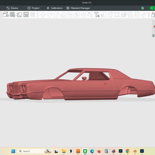 1972 Ford Thunderbird 1/24 scale car model hollow body shell, scalable as needed, 3d print, stl file, resin fdm