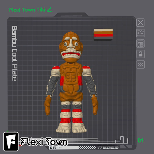 Flexi-Town-Tiki.png Флекси Тики, шарнирная фигурка-фиджет, 3мф в комплекте