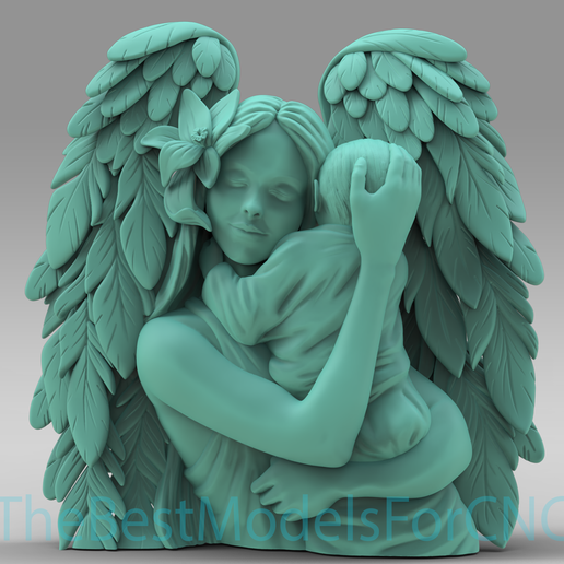 📁 3D Model STL File for CNC Router Laser & 3D Printer Angel With Baby ...