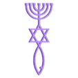 messianic symbol.stl Messianic Seal of Jerusalem, symbol for Messianic Judaism and Christians, Menorah, Jesus Fish Ichthys, Star of David.