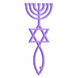 messianic symbol.stl Selo messiânico de Jerusalém, símbolo do judaísmo messiânico e dos cristãos, Menorá, Jesus Peixe Ichthys, Estrela de David.