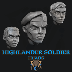 HS_headsquare.png 3D file Highlander Soldiers - Heads・3D printer design to download, Blue_moon_workshop
