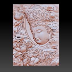wenshuBodhisattva1.jpg STL-Datei Manjushri bodhisattva and lion 3d model of bas-relief kostenlos・3D-druckbare Vorlage zum herunterladen, stlfilesfree
