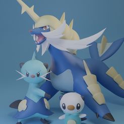 oshawott-line-cults.jpg Archivo OBJ Pokemon - Oshawott, Dewott y Samurott・Objeto imprimible en 3D para descargar