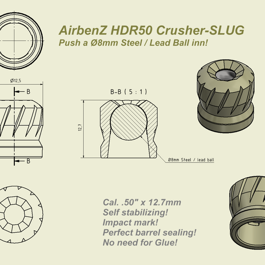 CRUSHER SLUG FOR HDR50 3D model