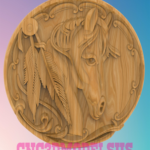 3.png Horse's head 5 3D MODEL STL FILE FOR CNC ROUTER LASER & 3D PRINTER
