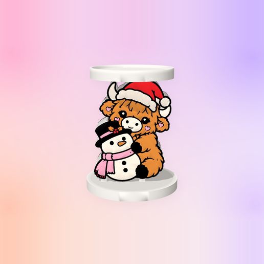 Snowman Hug Cow Candle Holder