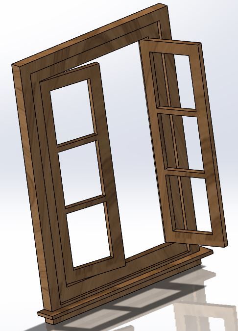 F6.jpg 3MF-Datei 1/12 Puppenhausfenster mit Scharnieren (Modell Nr.6)・3D-druckbare Vorlage zum herunterladen, 3DTech_Lab
