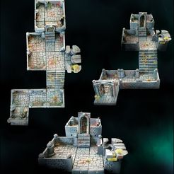 dungeon-assieme-stampati.jpg STL file Z Dungeon - Multilevel Modular Dungeons・3D printing model to download