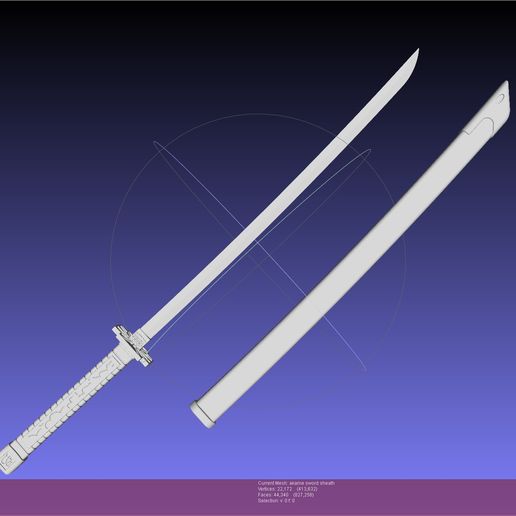 meshlab-2022-01-14-07-08-50-72.jpg STL file Akame Ga Kill Akame Sword And Sheath Printable Assembly・Template to download and 3D print, julian-danzer