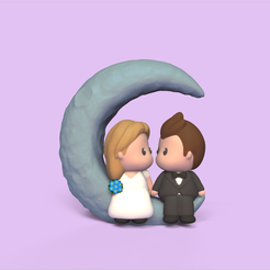 BrideGroomMoon1.png Fichier 3D Bride Groom Moon Cake Topper・Objet pour imprimante 3D à télécharger