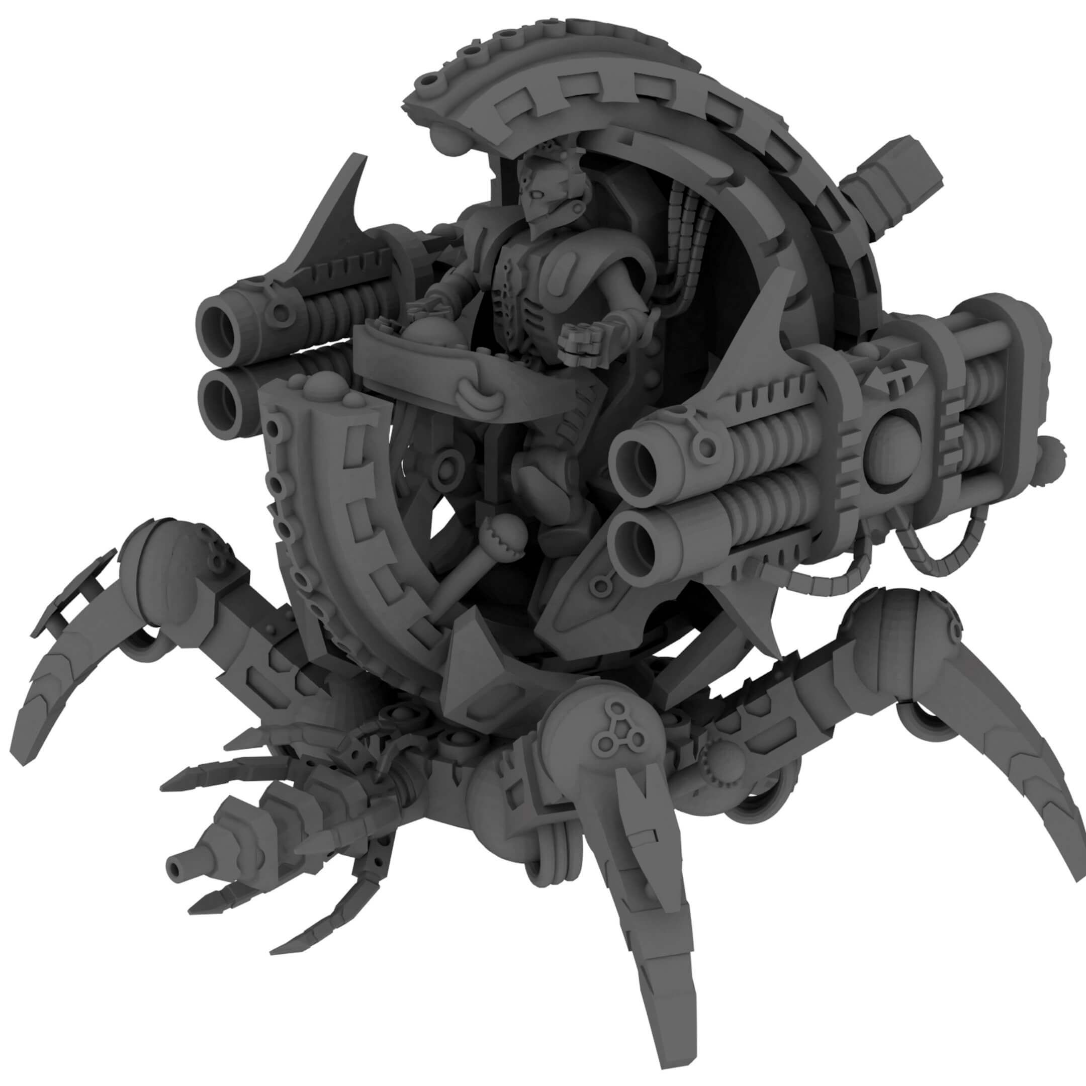 Tomb-guardian-crawler-bike-with-cannons.jpg Fichier 3D Tomb sentinel crawler et two foot soliders (Sci Fi Resin Miniatures)・Objet pour imprimante 3D à télécharger, MysticPigeonGaming