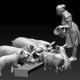 234234234.jpg STL-Datei Frau und Schweine 3D-Druckmodell・3D-Druck-Idee zum Herunterladen
