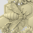 Bee-panel-stl.360.png 3D Model STL CNC Router file Bee Panel