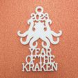 2023YearOfTheKrakenOrnament3DPhoto1.png.jpg 2023 Year Of The Kraken - Covid Coronavirus Christmas Ornament