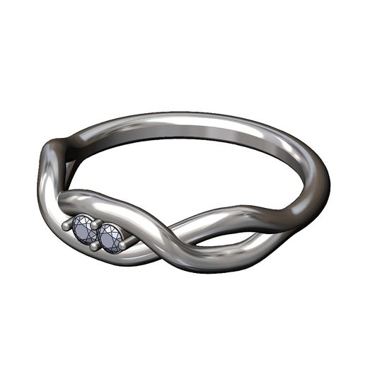 Diamond-link-Overlapping-knot-band-size6to10-12.jpg Anel de ligação com nó sobreposto e torcido de diamante tamanhos 6 a 10 Modelo de impressão 3D