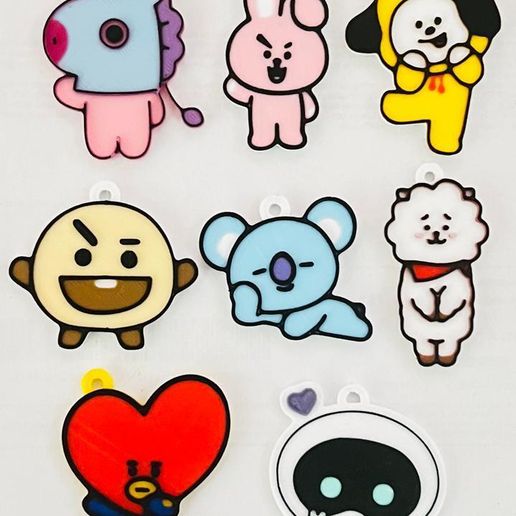 🔑 BTS BT21 PACK 8 KEY RINGS・ 3MF File for 3D printing・Cults