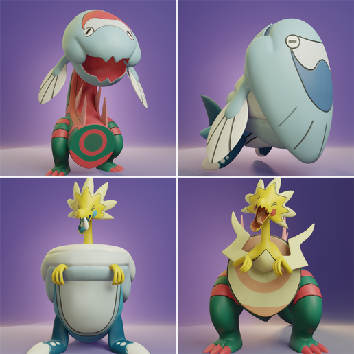 🐉 Pokemon Arctovish, Arctozolt, Dracovish and Dracozolt・ STL