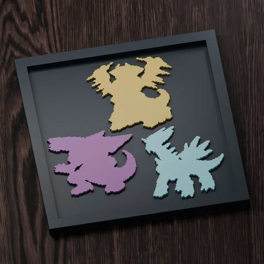 Creation Trio - Pokemon Silhouette Frame | Gen 5 sprite style | STL