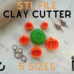 pumpkin.jpg Pumpkin Polymer Clay Stud Cutter | 5 Sizes | Digital STL File | 3D Printing