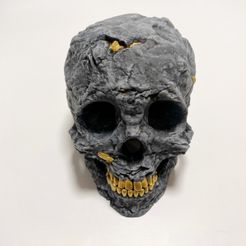 Stone Skull [with gold nuggets]