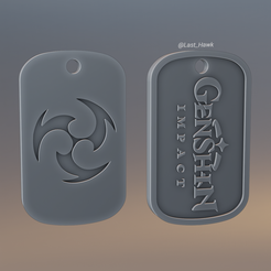 g_01.png STL file Electro dogtag Genshin Impact・Template to download and 3D print