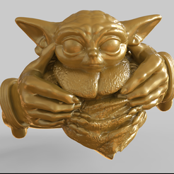 Baby-Yoda-ring-3D-print-file-pic-1.png STL file Baby Yoda Ring 3D-print file・3D printing template to download