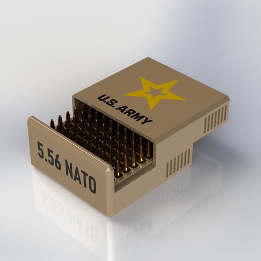 📦 AMMO BOX 5.56 / BOX OF AMMUNITION 5.56・ STL File for 3D printing・Cults