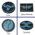 WH-13-16-Named.jpg Warhammer 40k Faction Symbol Game Piece Tokens 16 WH40k Factions