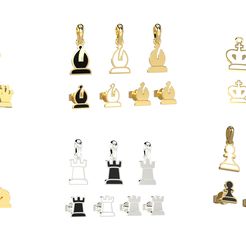 chess.24324.jpg Archivo STL Colgantes y pendientes de ajedrez, juego de modelos de impresión en 3D Modelo de impresión en 3D・Modelo para descargar e imprimir en 3D, papcarlo