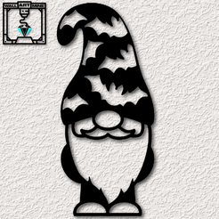 project_20230918_2108079-01.png Fichier STL gratuit Art mural gnome de jardin Décoration murale gnome d'Halloween avec chauves-souris 2d art・Design imprimable en 3D à télécharger