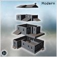 10_eclate.jpg Multi-level structure with tiled roofs, protruding wings and arched double entrances (78) - Modern WW2 WW1 World War Diaroma Wargaming RPG Mini Hobby