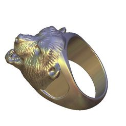 42.jpg STL-Datei agressive bear face ring kostenlos・3D-druckbare Vorlage zum herunterladen, 3DPrinterFiles