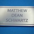 SCHWARTZ MATTHEW DEAN Name Plate