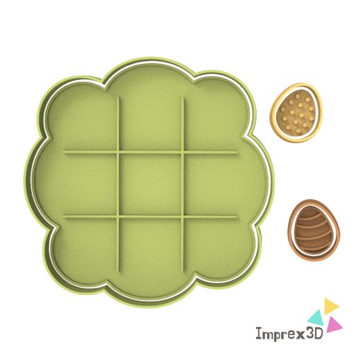 Easter tic tac toe with eggs cookie cutters 3D model