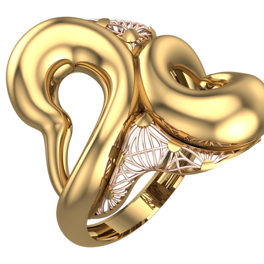 Bold Honeycomb Twist Ring- Lightweight 3D Printable Model-R7-10 3D model