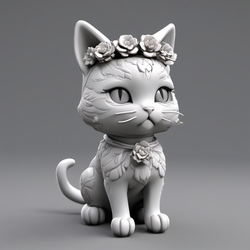 🌸 Petal Purrfection: Chibi Cat in Bloom! 🐾