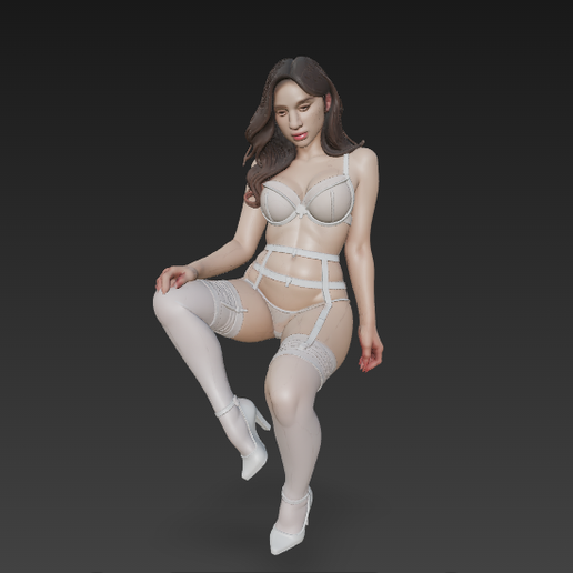 SEXY BUSTY MILF white stockings girl sitting NSFW CURVY BBW GIRL 3D  File for 3D printingCults