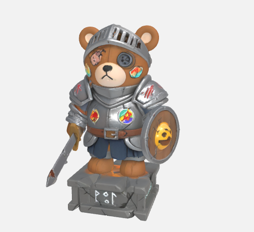 Sad Plush Bear Paladin - Brainrot Fantasy Toy STL