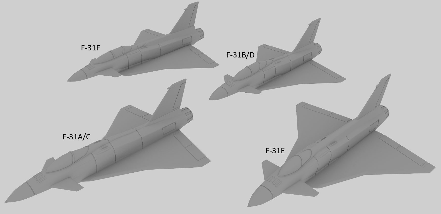 Image-02.png Télécharger fichier STL gratuit Pack F-31 Thunder Shark (Rockwell-MBB X-31) • Design pour imprimante 3D, SpocksGlock