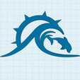 sea-logo-dolphin.png Sea logo, sun, water and dolphin silhouettes, travel, holiday, wall decoration