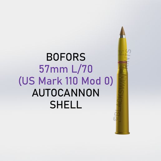 🐚 Bofors 57mm L/70 Autocannon Shell・ 3D File for 3D printing・Cults