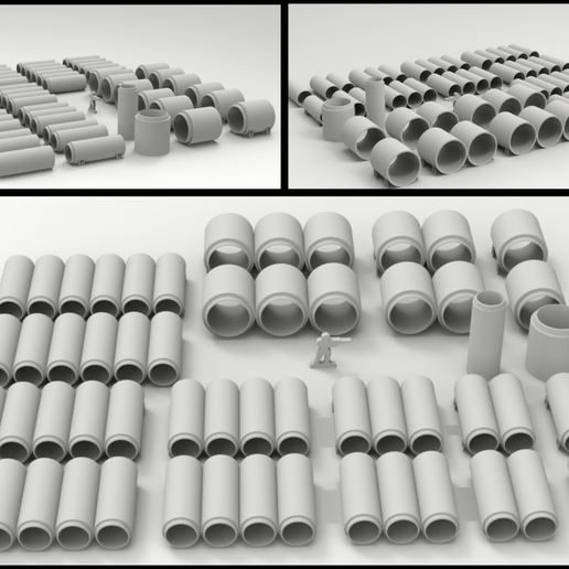 28/32mm Scale Modular Concrete Pipes 3D model