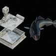 coalfish-open-mouth-statue-box-45.png COALFISH / POLLACHIUS VIRENS trophy with storage space for 3d printing